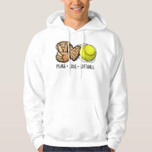 Moletom Peace Love Softball Mom Leopard Print Mother's Day
