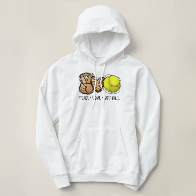 Moletom Peace Love Softball Mom Leopard Print Mother's Day (Frente do Design)