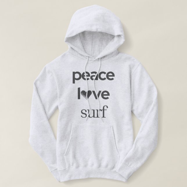 Moletom Peace Love Surf - Ocean Surfer -Coastal Beach Life (Frente do Design)
