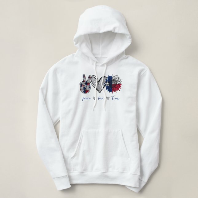 Moletom Peace Love Texas Flag Sunflower (Frente do Design)