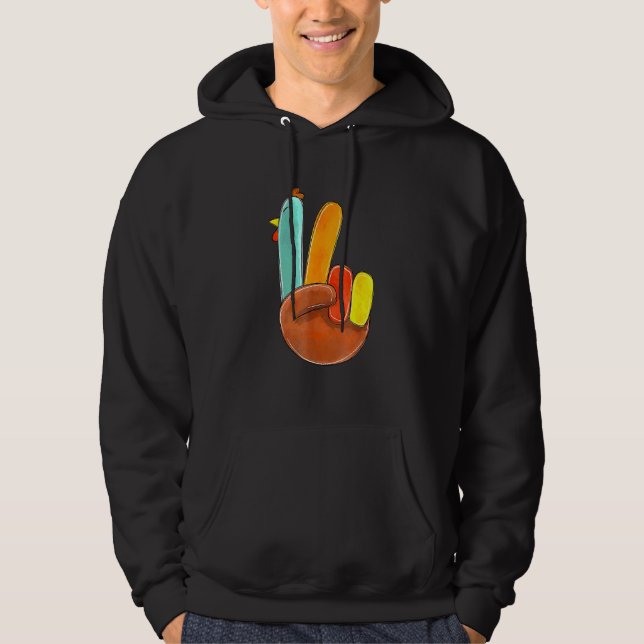 Moletom Peace Love Turkey Grateful Turkey Sinal Obrigados (Frente)