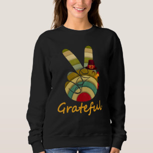 Moletom Peace Love Turkey Grateful Turkey Sinal Obrigados