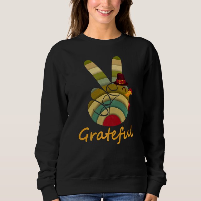 Moletom Peace Love Turkey Grateful Turkey Sinal Obrigados (Frente)