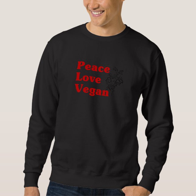 Moletom Peace Love Vegan Retro Style Cote Com Rosa Illu (Frente)