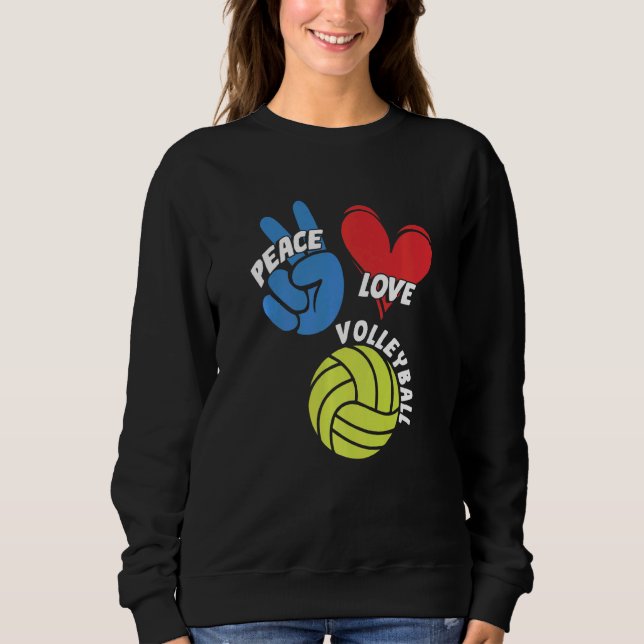 Moletom Peace Love Voleibol Player Game Team Coach Sett (Frente)