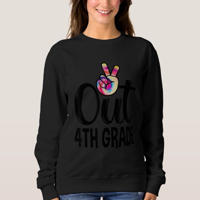 Moletom Peace Out 4º ano Hello 5 Grade Tie Dye Love B (Frente)