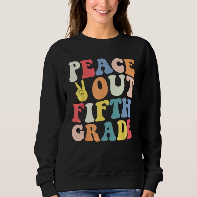 Moletom Peace Out 5th Grade Retro Pastel Happy Last Day Ou (Frente)