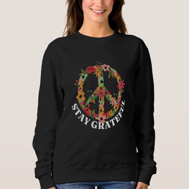 Moletom Peace sign Love Hippie Peace Freedom Bliss Flowers (Frente)