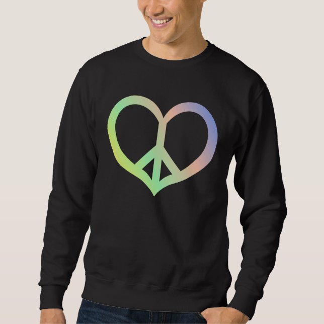 Moletom Peace Sign Symbol Heart Hippie 60s Freedom Retro W (Frente)