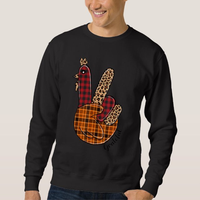 Moletom Peace Sign Turkey Grateful Turkey Hand Sign Thanks (Frente)