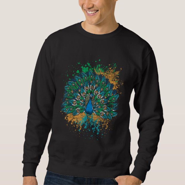 Moletom Peacock de Cauda Colorida Decorativa (Frente)