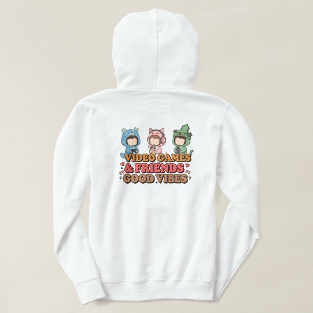 Moletom Peça de Arte de Amigos Gamer Pixel Fofa (Verso do Design)