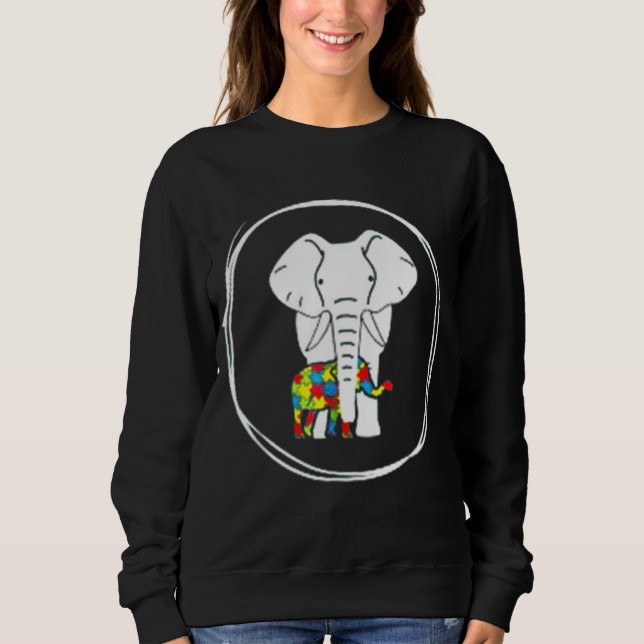 Moletom Peças de Quebra-cabeça de Elefante para o Dia Mund (Frente)