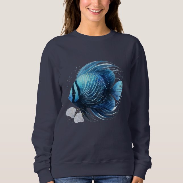 Moletom Peixe Dinâmico do Oceano Com Conchas Marinhas (Frente)