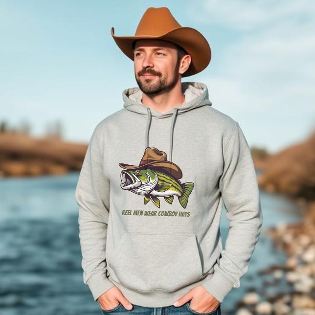 Moletom Peixe engraçado com chapéu de cowboy (Funny Fish Hoodie Fish with a Cowboy Hat For Him Fathers Day Gifts for Him)