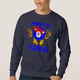 Moletom ♫ Peixe FelizMas Hilarious Santa SantaFish Sweatsh