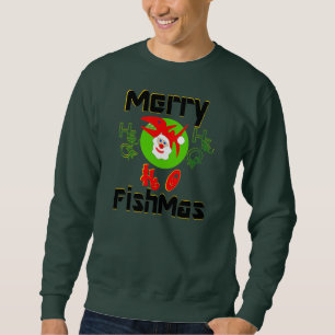 Moletom ♫ Peixe FelizMas Hilarious Santa SantaFish Sweatsh
