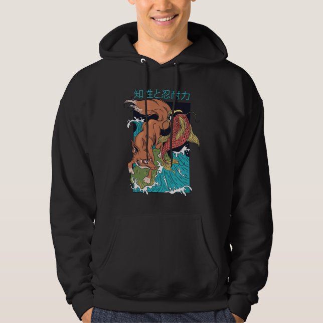 Moletom Peixe Koi com Design Japonês de Raposa (Frente)
