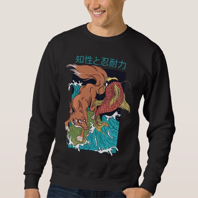 Moletom Peixe Koi com Design Japonês de Raposa (Frente)