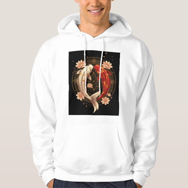 Moletom Peixe Koi Yin Yang com Mandala de Lótus (Frente)