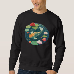Moletom Peixes coloridos japoneses Koi em lírio de água e