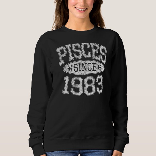 Moletom Peixes Desde 1983 Peixes Vintage Aniversário (Frente)