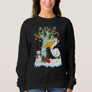 Moletom Pelican Bird Xmas Tree Lighting Santa Hat Pelican