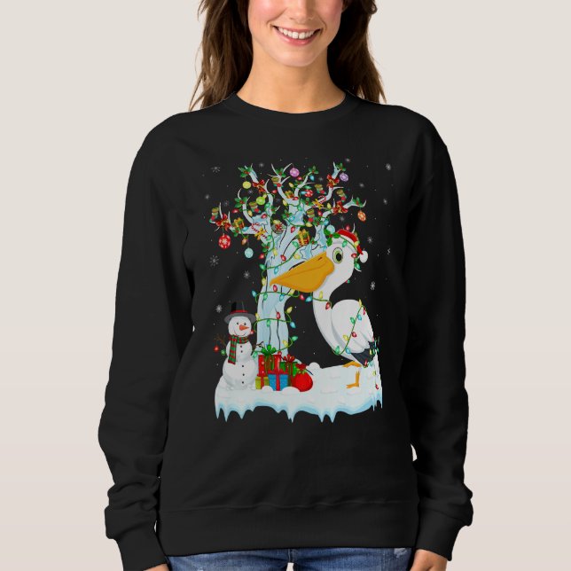 Moletom Pelican Bird Xmas Tree Lighting Santa Hat Pelican (Frente)