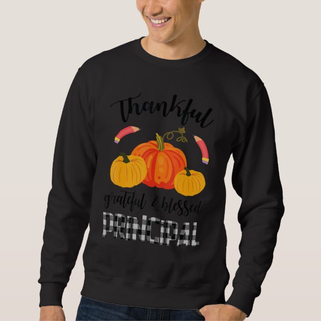 Moletom Pencil Pumpkins Thanks Thankful Grateful & Blessed (Frente)