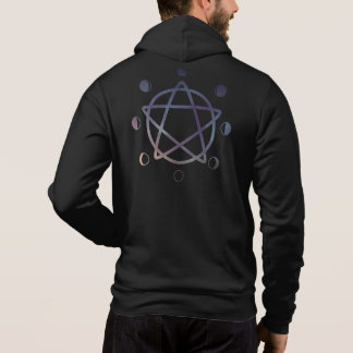 Moletom Pentagrama de Wicca em Cueca e Fases de Lua Zip Up