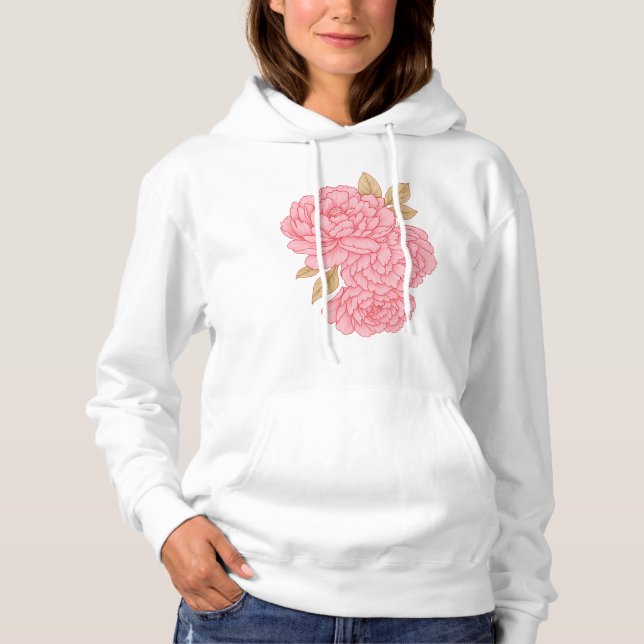 Moletom Peões Elegantes - Ilustração Floral Rosa Mole (Frente)