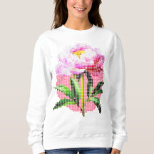Peônia Rosa Pontilhada Flor em Mosaico