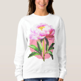 Moletom Peônia Rosa Pontilhada Flor em Mosaico