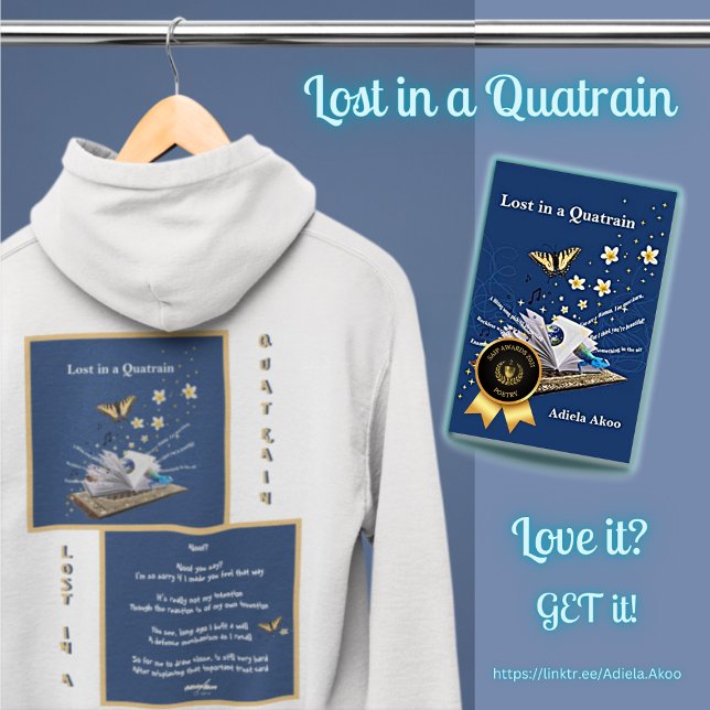 Moletom Perdida em Quatrain por Adiela Akoo - Zip Cheio (Lost in a Quatrain Aloof Hoodie by Adiela Akoo. Shop my store for more fab poetic finds & gr8t gifts)