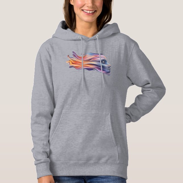 Moletom Perfil feminino em Hoodie de cores cósmicas (Frente)
