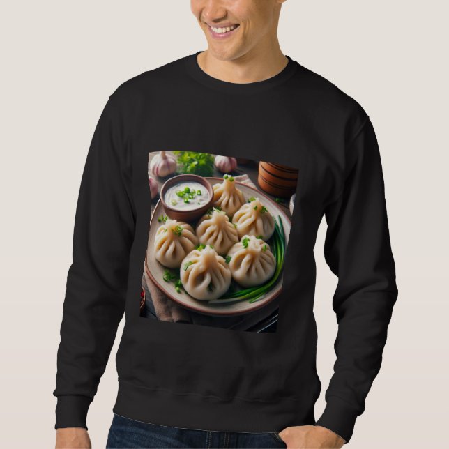 Moletom Pergunte-me sobre a Comida de Khinkali Dumpling (Frente)