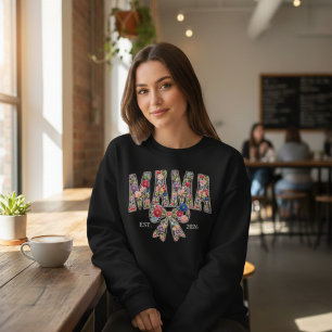 Moletom Pérola Floral Varsity Mama Est Estilo Feminino