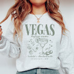 Moletom Personalizada Festa de solteira Las Vegas<br><div class="desc">Fique confortável e na moda durante sua festa de solteira de Las Vegas com nossa camiseta verde "Vegas Before Vows" personalizada de Las Vegas Festa de solteira Crewneck. Esta camisola confortável e em voga é a escolha perfeita para adicionar calor e unidade ao conjunto do seu partido. Com um design...</div>