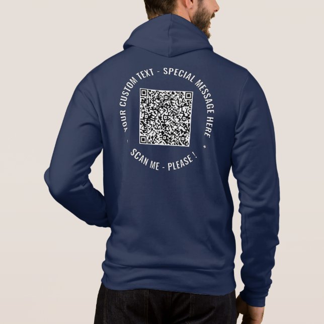 Moletom Personalizado seu código QR e Hoodie de texto pers (Verso)