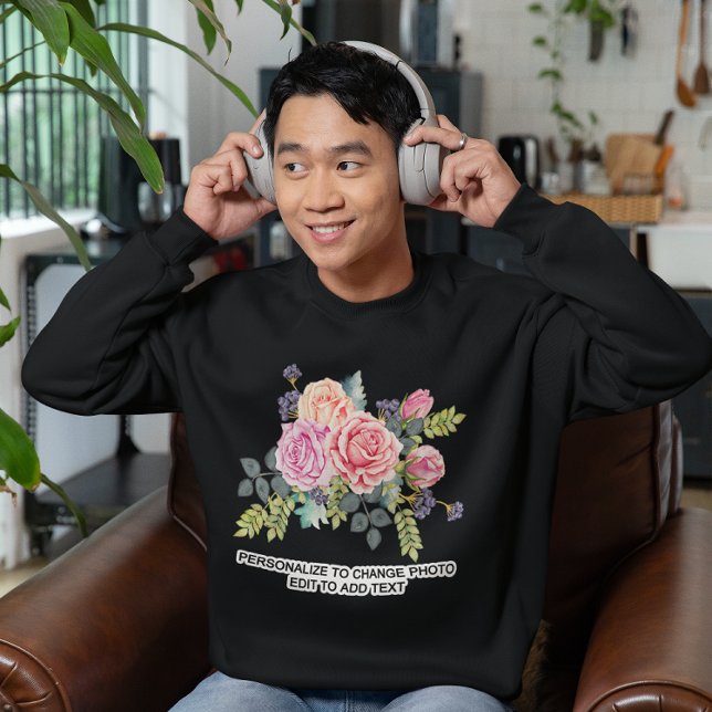 Moletom Personalizar Personalizar Trabalho de arte de Cota (Custom Personalize Photo Artwork Quote Dark Sweatshirt)