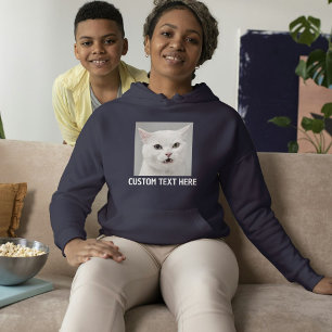 Moletom Personalize Amante de Gato Azul Marinho Texto Bran