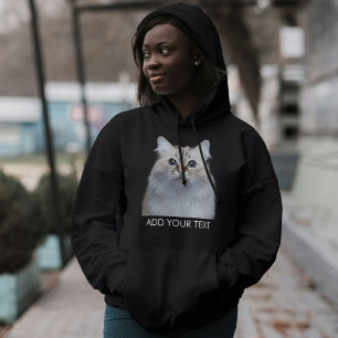 Moletom Personalize o Texto da Foto do Pet Gato Preto e Br