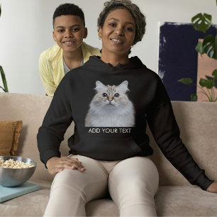 Moletom Personalize o Texto da Foto do Pet Gato Preto e Br