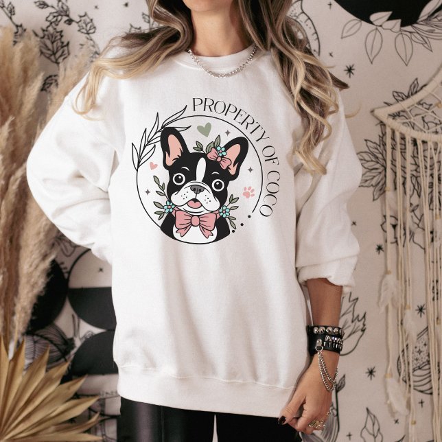 Moletom Personalized Coquette Hand Drawn French Bulldog (Personalized Coquette Hand Drawn French Bulldog sweatshirt)