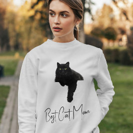 Moletom Personalized Funny Black Cat Quote Pet Mom Ash