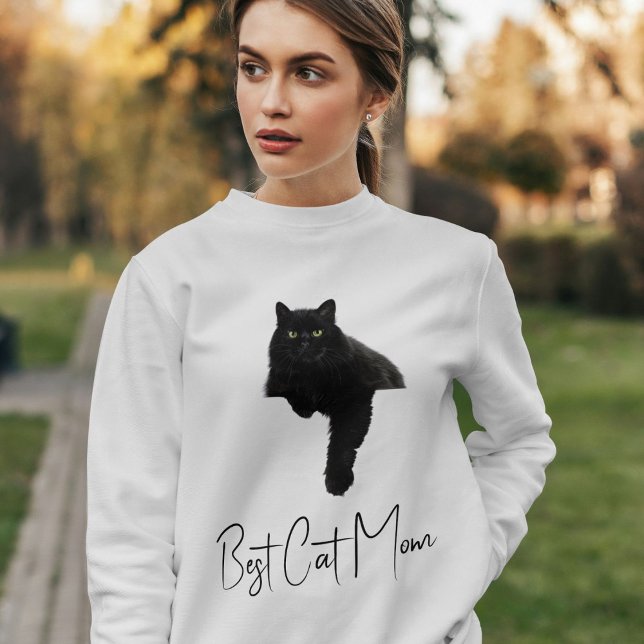 Moletom Personalized Funny Black Cat Quote Pet Mom Ash (Criador carregado)