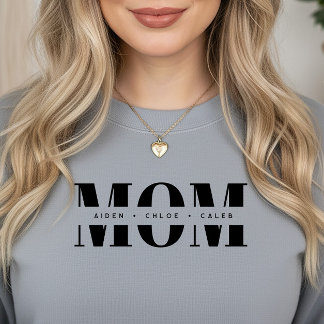 Moletom Personalized MOM Kids’ Names, Modern Chic Mom Gift