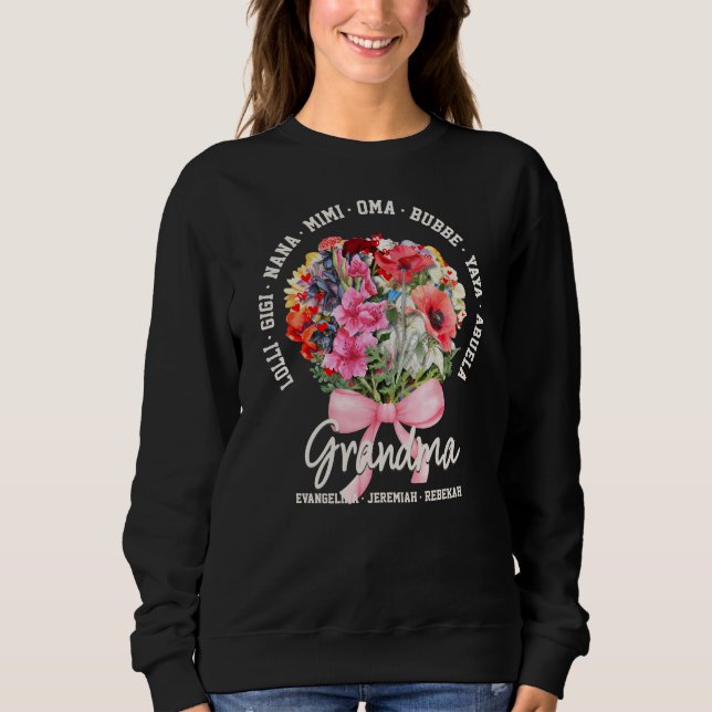 Moletom Personalized Mother's Day Nana Mimi Gigi GRANDMA (Frente)