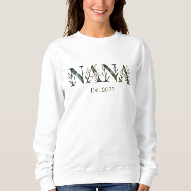 Moletom Personalized Nana Est Year Floral Grandmother Gift (Frente)