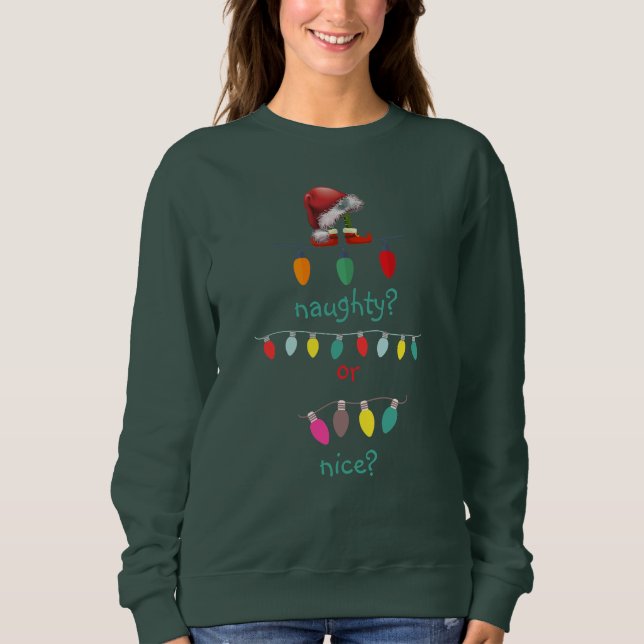 Moletom Personalized Naughty or Nice Ugly Christmas  (Frente)